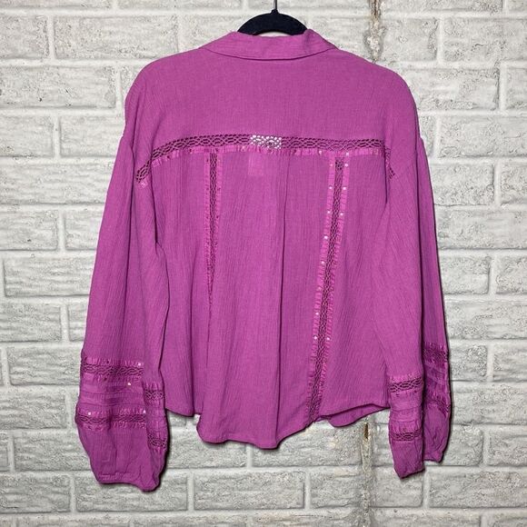 NWT MSRP $128 Free People Summer Stars Button Down Shirt Women's Size Small - Picture 6 of 8